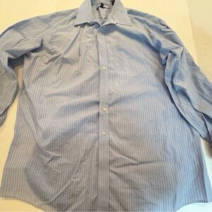 Tommy Hilfiger Light Blue Pinstripe Long Sleeve Dress Shirt XL 17.5 34-35